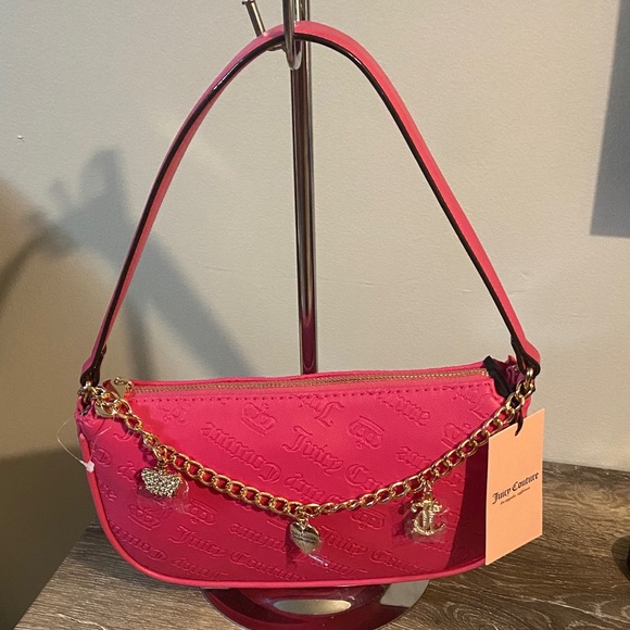 Juicy Couture NWT Not Your Babe Shoulder Bag Pink Flash with Gold Accents - Picture 2 of 8